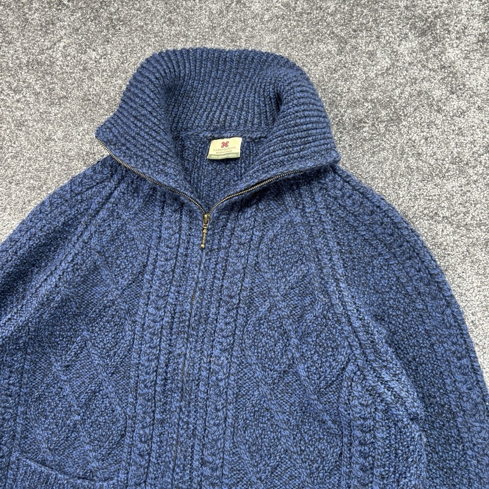 Carraig Donn 100% Merino Wool‎ Cable Knit Cardigan Sweater Womens XL Blue Zip Up - Picture 4 of 10